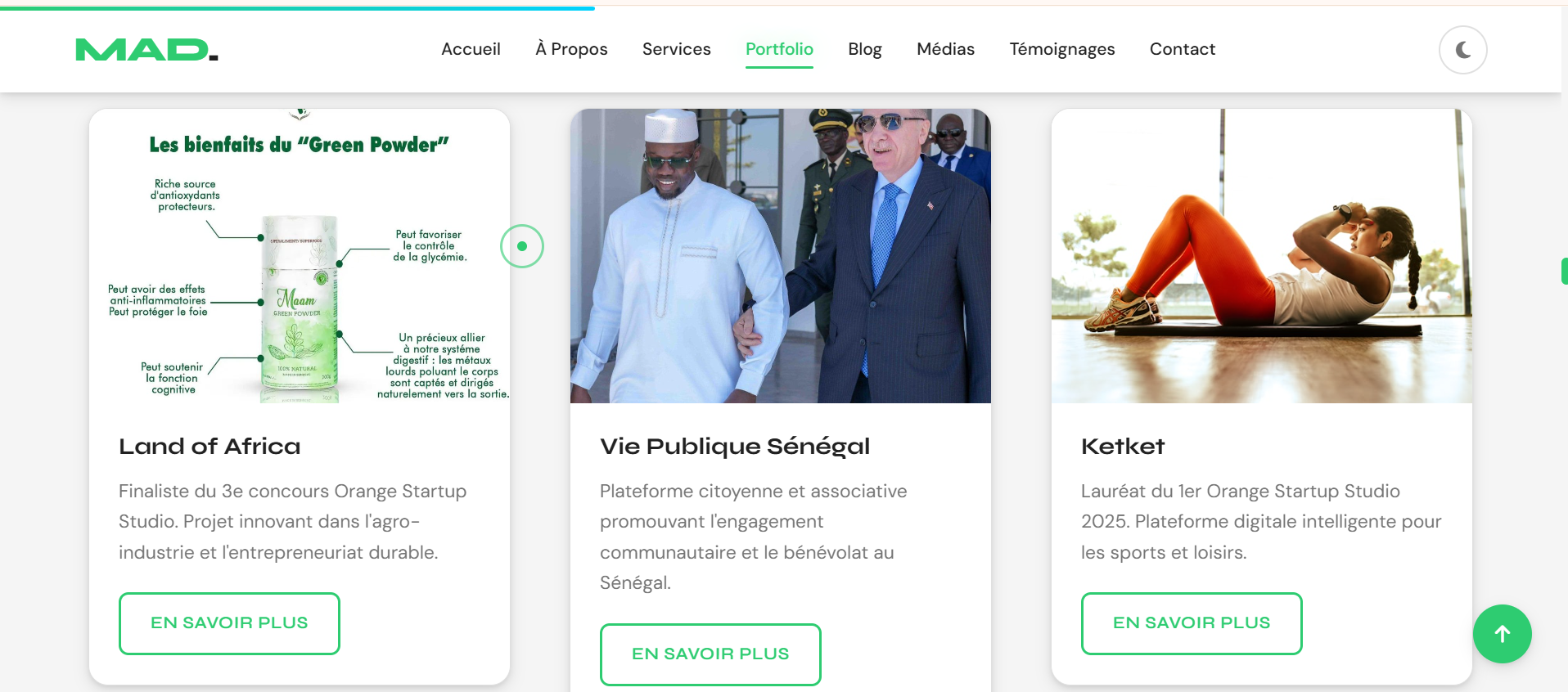 Portfolio de l'entrepreneur Momar Assane